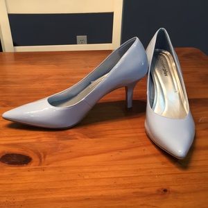 Baby blue high heel shoes